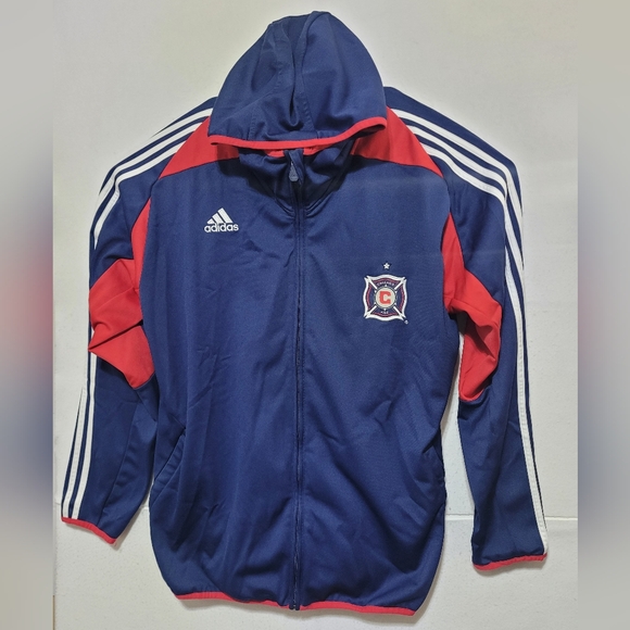 ADIDAS CHICAGO FIRE MLS SOCCER ANTHEM JACKET TRACK HOODED FULL ZIP MEN'S SIZE XL - Picture 1 of 16